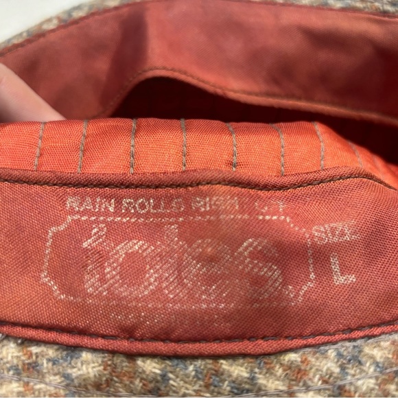 TOTES Vintage Tweed Wool Blend Plaid Fedora Style Hat Rain Resistant - Picture 7 of 8